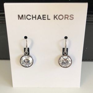Michael Kors Brilliance Silver Tone Drop Earrings